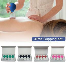 Massager 4PCS Rubber Massage Body Cups Vacuum Cupping Glass Face Skin Lifting Body Facial Cups Anti Cellulite Chinese Cupping Therapy Set