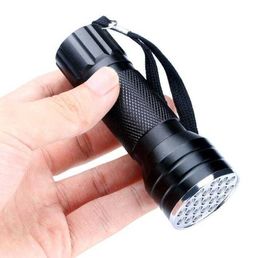 Mini Portable UV lights Ultra Violet Purple 21 LED Flashlight Blacklight High Brightes Torch Lamp Light 395nm