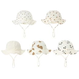 2PCS Hair Accessories Cute Print Newborn Hat Summer Soft Cotton Baby Bucket Outdoor Beach Infant Boys Girls Sun Cap