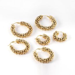 Hoop Earrings Stainless Steel Exaggerate Vintage Round Shape Fine Aretes Big Circles Streetwear Antiallergic Waterproof Jewellery