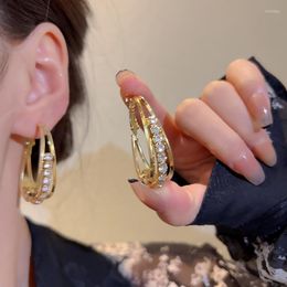 Hoop Earrings 2023 Fashion Metal Circle For Women Luxury Crystal Zircon Geometric Oval Wedding Jewelry Party Gifts
