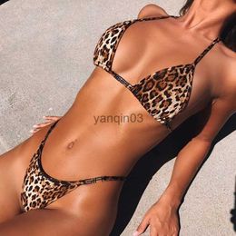 Women's Swimwear Women Leopard Bikini Set Swimming Two Piece Swimsuits Swimwear Beach Suit Tummy Control Monokini Retro Plus Size Beachwear J230603