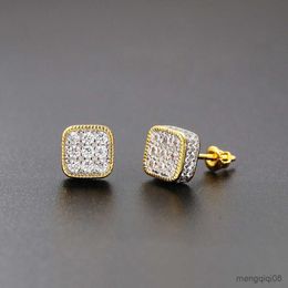 Charm Iced Out Bling Stud Earrings For Women Men Square Hip Hop Full Rhinestone Earring Trendy Jewellery R230603