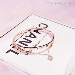 Wholesale- Rose Gold Stainless Steel Bracelets Bangles Female Forever Love Brand Charm Bracelet Women Famous Jewelry0y5m