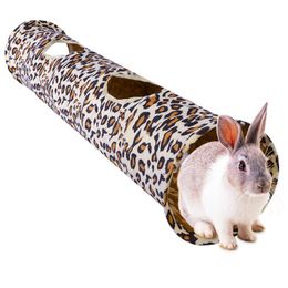 Tunnels Leopard Print Pet Tunnel Long Pet Toys Collapsible Tunnel SpaceSaving Nontoxic Toys for Dogs Cat Rabbits 120x250 cm