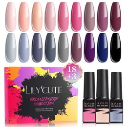 Kits Lilycute 18+3pcs Gel Nail Polish Set Vernis Semi Permanent Gel Varnish Set Base Top Coat Soak Off Uv Led Nail Gel Kits as A Gift