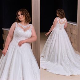 2020 Plus Size Bohemian Wedding Dresses V Neck Appliqued Sleeveless Beach Bridal Gown Ruffle Sweep Train Custom Made Abiti Da Spos247a