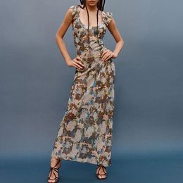 2023 designer maxim party dress printed backless slim fitting off shoulder ruffle sleeve dress long dress for women designer dress