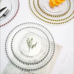 gold dot acrylic charger plates clear gold silver rim clear beaded charger plates wedding parties dinner imake941