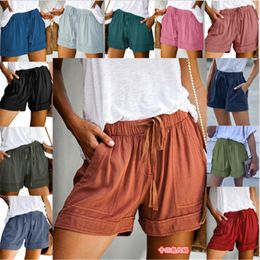 Women's Shorts 12 Colors Casual Women Short Pants Simple Drawstring Pockets Summer Elastic Waist Loose Home Streetwear Ladies Pant 230603
