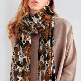 Scarves Basset Hound 3D Printed Imitation Cashmere Scarf Autumn And Winter Thickening Warm Funny Dog Shawl