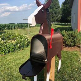 Garden Decorations Horse Shape Large Capacity Gift Household Farm Post Mounted Mail Box Reusable Iron Art Home Decor Waterproof Easy Instal 230603