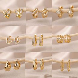 Stud Women's Stainless Steel Geometric Butterfly Twisted Heart Zircon Earrings Minimal Wedding Aesthetics Jewellery Gifts 2023 G230602