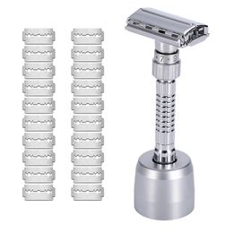 Blades Adjustable Double Edge Safety Razor Classic Travel Manual Shaving Razor 20 Pieces Double Edge Blade For Mens Wet Shaving