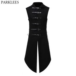 Pants Men's Black Gothic Steampunk Veet Vest Mediaeval Victorian Double Breasted Men Suit Vests Tail Coat Stage Cosplay Prom Costume