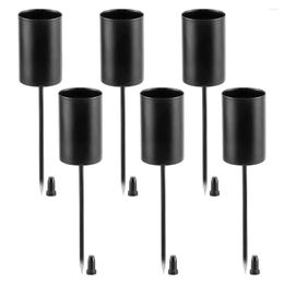 Candle Holders Wreath Sticks Holder Taper Candles With Skewer 6Pcs Black