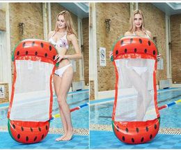 inflatable floating water bed with mesh foldable double tubes float mattress back rest cushion chair swim ring floating swim pool lounger