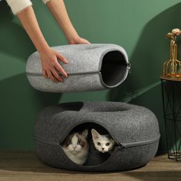 Mats Donut Cat Bed Pet Cat Tunnel Interactive Game Toy Cat Bed Dualuse Indoor Toy Kitten Sports Equipment Cat Training Toy Cat House