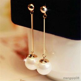 Charm Long Tassel Simulated Pearl Drop Earrings for Women Wedding Jewellery Gold Colour d'oreille R230603