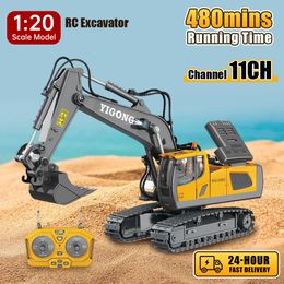 ElectricRC Car 1 20 RC Excavator 11CH 2.4G Remote Control Engineering Vehicle Crawler Truck Bulldozer Dumper Car Toys for Kids Christmas Gifts 230602