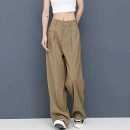 Capris Lucifer 2022 Fashion High Waist Wide Leg Solid Office Bag Set Women's Full Matching Comfortable Straight Casual Pants P230602