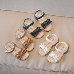 Sandals Girl's Sandals Summer Ruffles Classic Kids Sliders Toddler Open Toe Colours Hook-loop Children Flat Shoes R230603