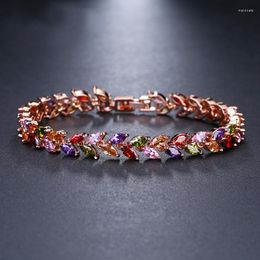 Bangle Honghong Fashion Plant Leaf Bracelet Feminine Temperament 3A Zircon High-Quality Elegant Dating Holiday Gifts