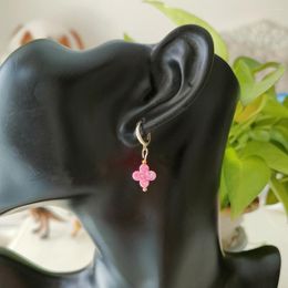 Dangle Earrings (1 Pair)Promoting 10mm Pink Flower Clover Opal With 925 Silver Gold Plated For Women Wedding Jewellery Brincos