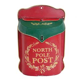 Garden Decorations Christmas Mailboxes Letter Box Metal Wall Mounted Post Farmhouse Decoration Crafts Santa Mailbox Year Gift 230603