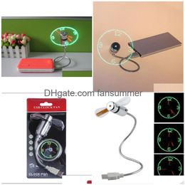 Usb Gadgets Mini Led Fan Clock Display Flashing Time For Pc Notebook Power Bank Charger With Ith Drop Delivery Computers Networking Dh01N
