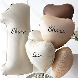 Other Event Party Supplies 1 Set Beige Birthday Balloons Cream Caramel Number 0 9 Balloon Custom Name Stickers for Anniversary Decor 230603
