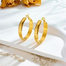 Hoop Earrings 316L Stainless Steel Fashion Classic Gold Color Round Earring For Women Girl Prevent Allergy Non-Fading Wedding Jewelry