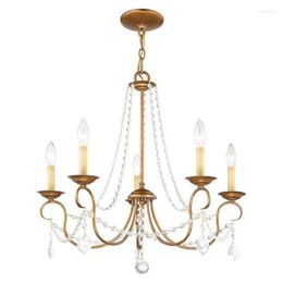 Pendant Lamps Retro American Crystal Chandelier Living Room Dining Bedroom Lamp French Light Luxury Pendent