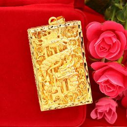 Pendant Necklaces Men Dragon Solid Real 18k Gold Color Hip Hop Male Jewelry Gift