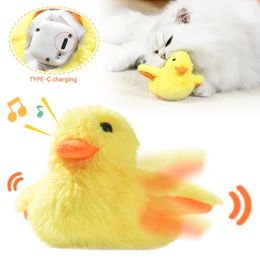 Toys Smart Automatic Electric Cat Toy Cute Plush Duck Toy for Kitten Selfhey Selfmoving Kitten Toys New Washable Cat Supplies