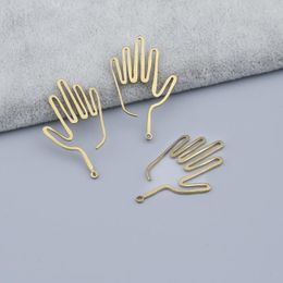 Pendant Necklaces 10Pcs/Lot Raw Brass Personality Hollow Out Filigree Hand Gesture Charm Pendants For Women Fashion Earring Findings