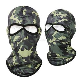 2 Hole Tactical Protective Face mask Military Camouflage Balaclava Hat Outdoor Cycling Fishing Hunting Hood Protection Army Tactical Balaclava hats Ski Cap