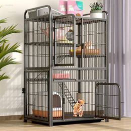 Cages Iron Cat Cages Cat Villa with Toilet One Large Free Space Cat Cage House Small Cat House Outdoor Household Indoor Kennel for Cat
