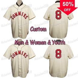 Xflsp GlaMitNess Decatur Commies 1928 Home Baseball Jerseys custom Men Women Youth Double Stitched High quality and fast delivery