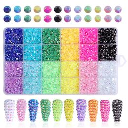 Decorations 24 Grid 3mm/4mm Resin AB Colour Candy Round Flashing Diamond Nail Decoration 3D Art Nail Decoration Professional Nail Products