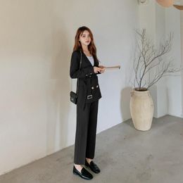 Women's Two Piece Pants 2 Set Women Autumn Style Fashion Collarless Suit Female Temperament Commuter