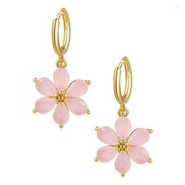Hoop Earrings Cute Zircon Crystal Flower For Women Girls Rhinestone Floral Korean Style Ear Ring Jewellery Fashion