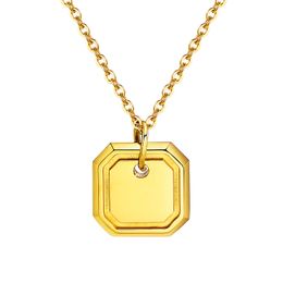 Women's Pendant Necklace Personalised and Trendy Stainless Steel Square Pendant Necklace With Extended Chain Jewellery Gift yw79NC-1309
