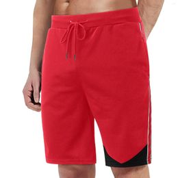 Men's Shorts Cargo Short Pants Solid With Pocket For Men Sports Red Trunks Elastic Drawstring Pantalones Cortos Para Hombres