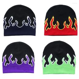 Berets Flame Winter Warm Hat For Men Women Knitted Wool Beanies Skullies Hip Hop Gorros Skull Bonnet Drop