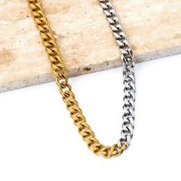 Chains Wholesale 10pcs Two-tones 18K Gold Plated Stainless Steel Cuban Chunky Chain Punk Unisex Necklaces For Male Fashion Men Jewellery