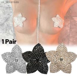 1 Pair Rhinestone Nipple Cover Sexy Women Petal Crystal Breast Pasties Reusable Self Adhesive Nipple Covers Party Accessories L230523