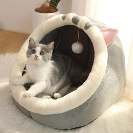 Mats Cute Cat Bed Warm Pet Basket Cozy Kitten Lounger Cushion Cat House Tent Very Soft Small Dog Mat Bag for Washable Cave Cats Beds