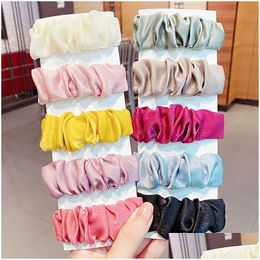 Clamps 2021 New Spring Women Elegant Colorf Folds Cloth Barrettes Sweet Hair Clips Headband Simple Hairpins Fashion Accessories Drop Dh3Mt