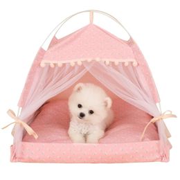 Pens ZK20 Pet Dog Tent House Flower Print Enclosed Cat Tent Bed Indoor Folding Portable Cozy Kitty Bed Kennel for Small pet zelt